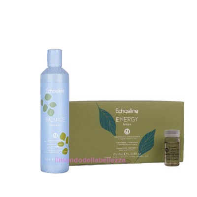 Energy Energizing Treatment 12x10ml + Balance Purifying Shampoo 300ml - ECHOSLINE